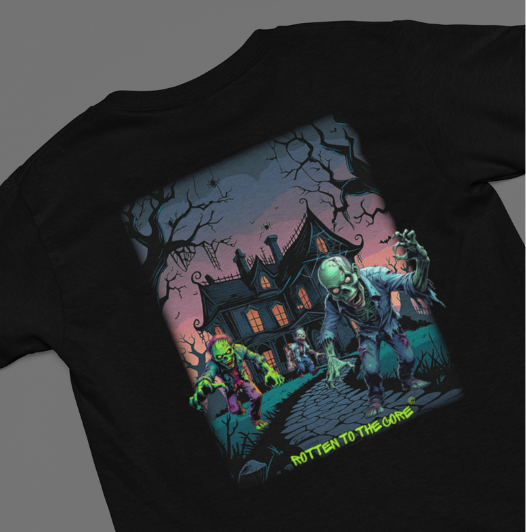 Rotten to the Core Zombie Tee – Haunted Path Edition