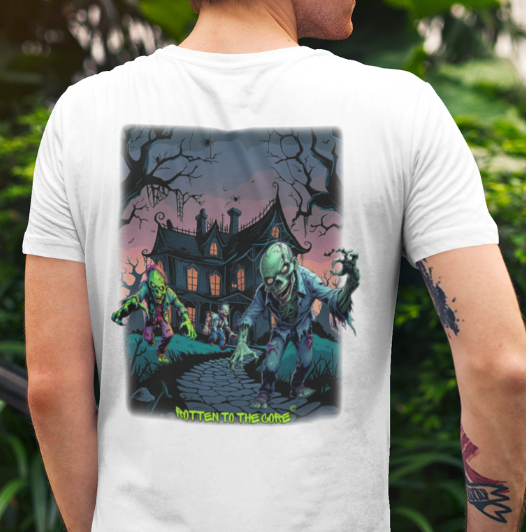 Rotten to the Core Zombie Tee – Haunted Path Edition