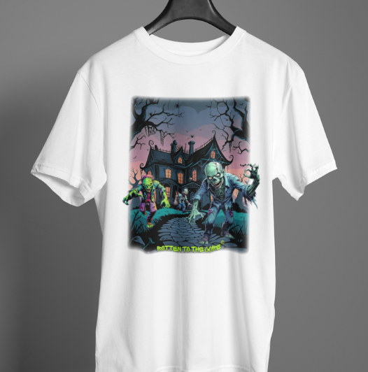 Rotten to the Core Zombie Tee – Haunted Path Edition